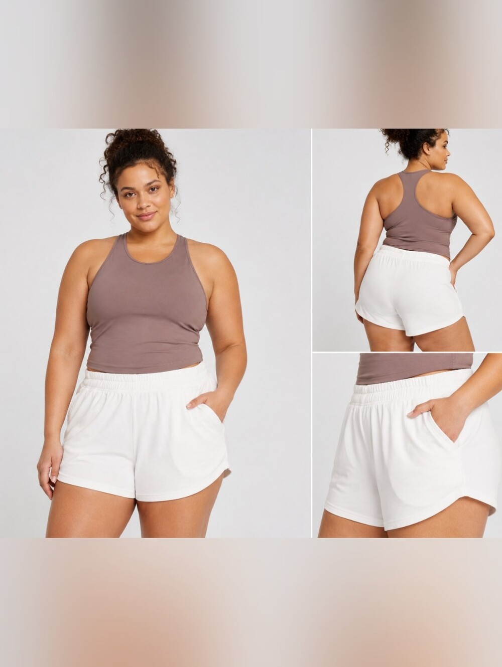 Fabletics White Lounge / Active Shorts — Plus Size 2X